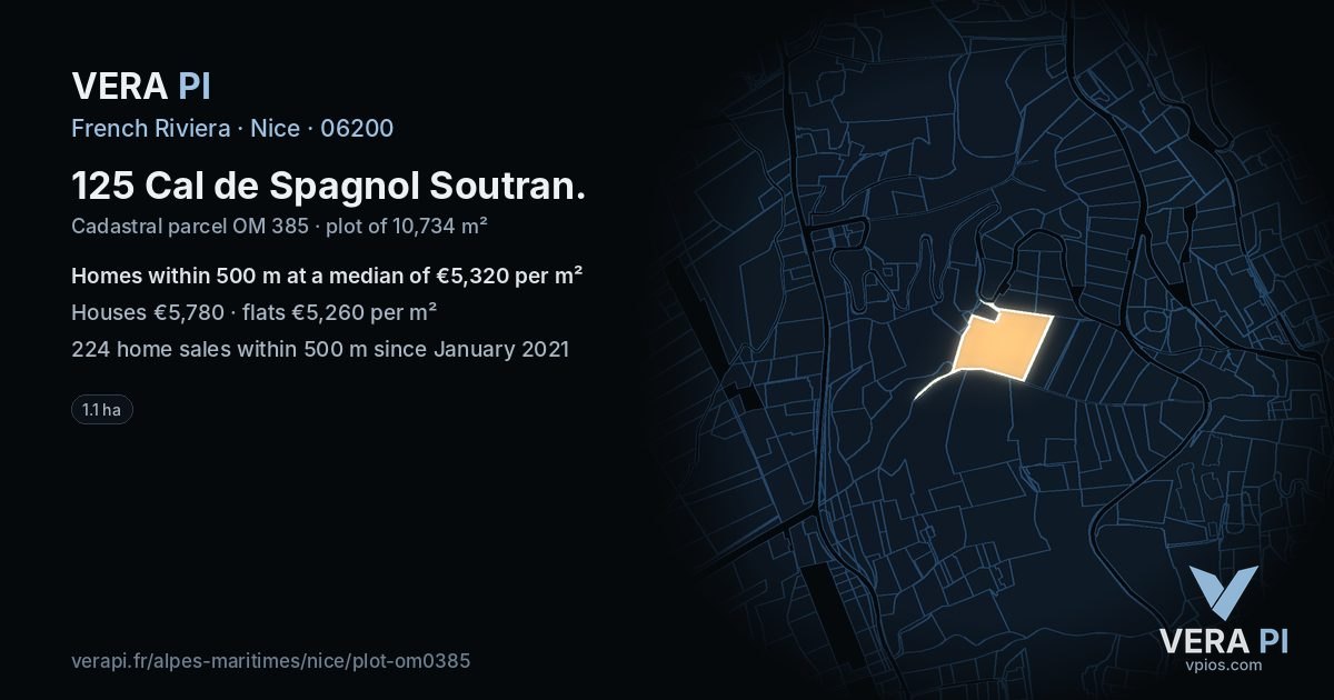 125 Cal de Spagnol Soutran, Nice at night – the plot lit, the parcels around coloured by the prices near them