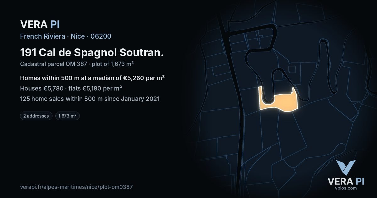 191 Cal de Spagnol Soutran, Nice at night – the plot lit, the parcels around coloured by the prices near them