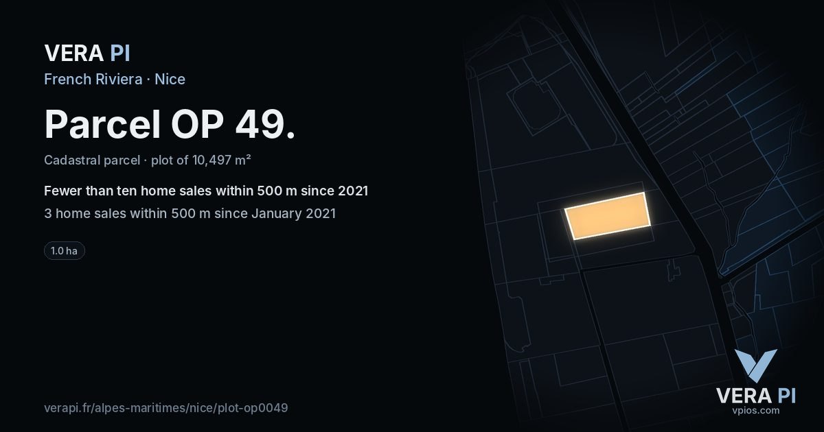Parcel OP 49, Nice at night – the plot lit, the parcels around coloured by the prices near them
