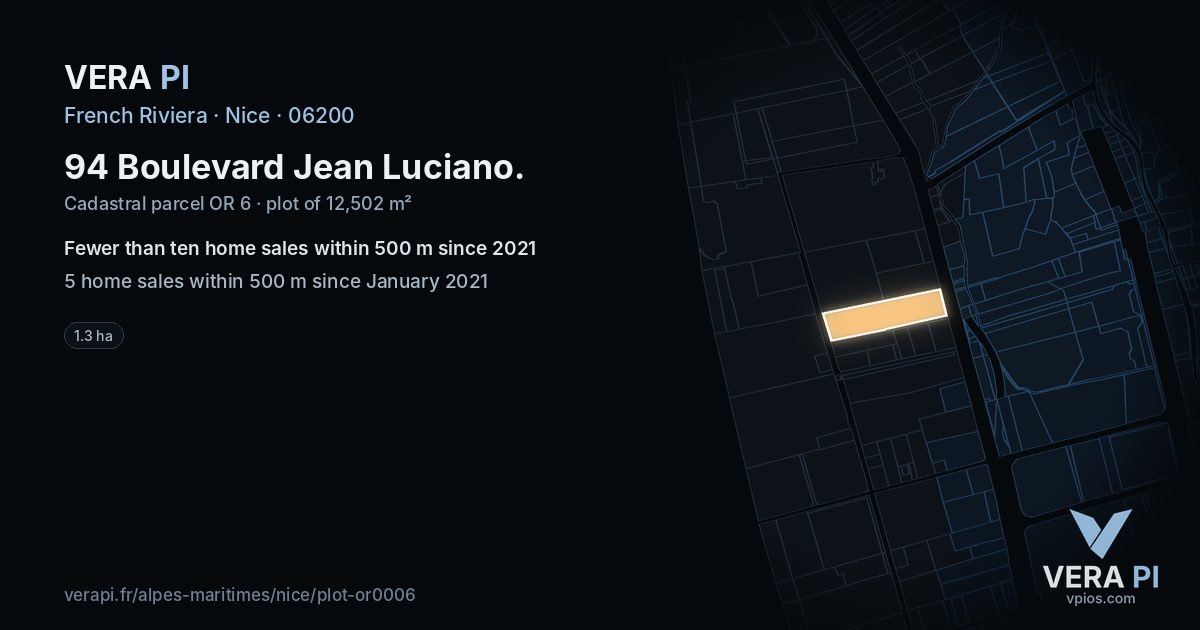 94 Boulevard Jean Luciano, Nice at night – the plot lit, the parcels around coloured by the prices near them