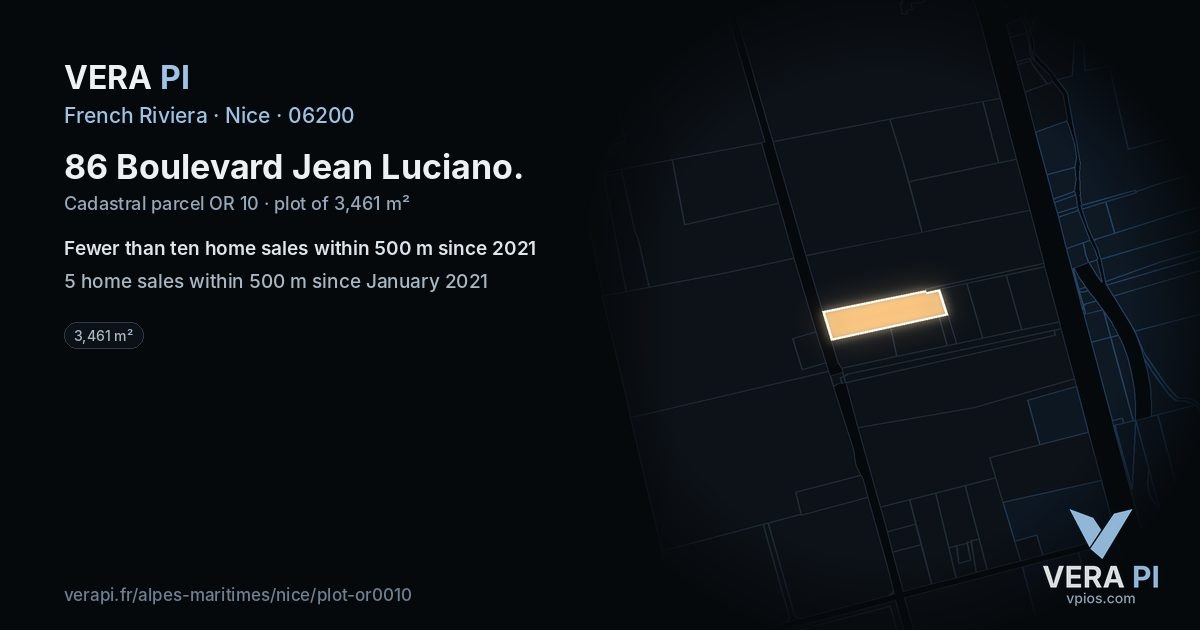 86 Boulevard Jean Luciano, Nice at night – the plot lit, the parcels around coloured by the prices near them