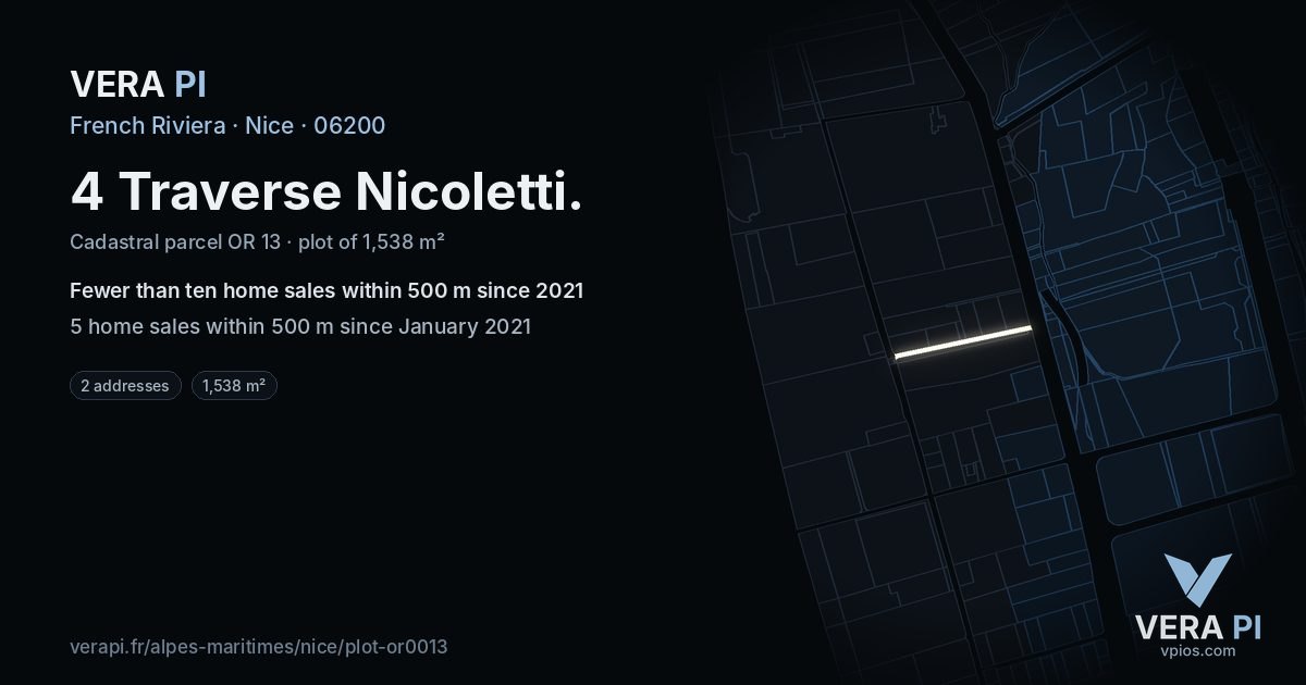 4 Traverse Nicoletti, Nice at night – the plot lit, the parcels around coloured by the prices near them