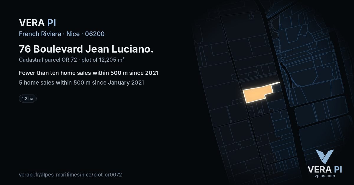 76 Boulevard Jean Luciano, Nice at night – the plot lit, the parcels around coloured by the prices near them