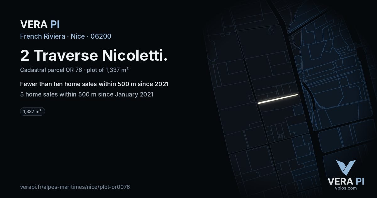 2 Traverse Nicoletti, Nice at night – the plot lit, the parcels around coloured by the prices near them