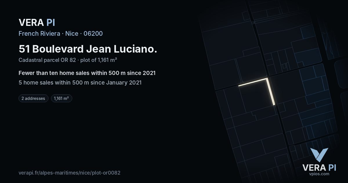 51 Boulevard Jean Luciano, Nice at night – the plot lit, the parcels around coloured by the prices near them