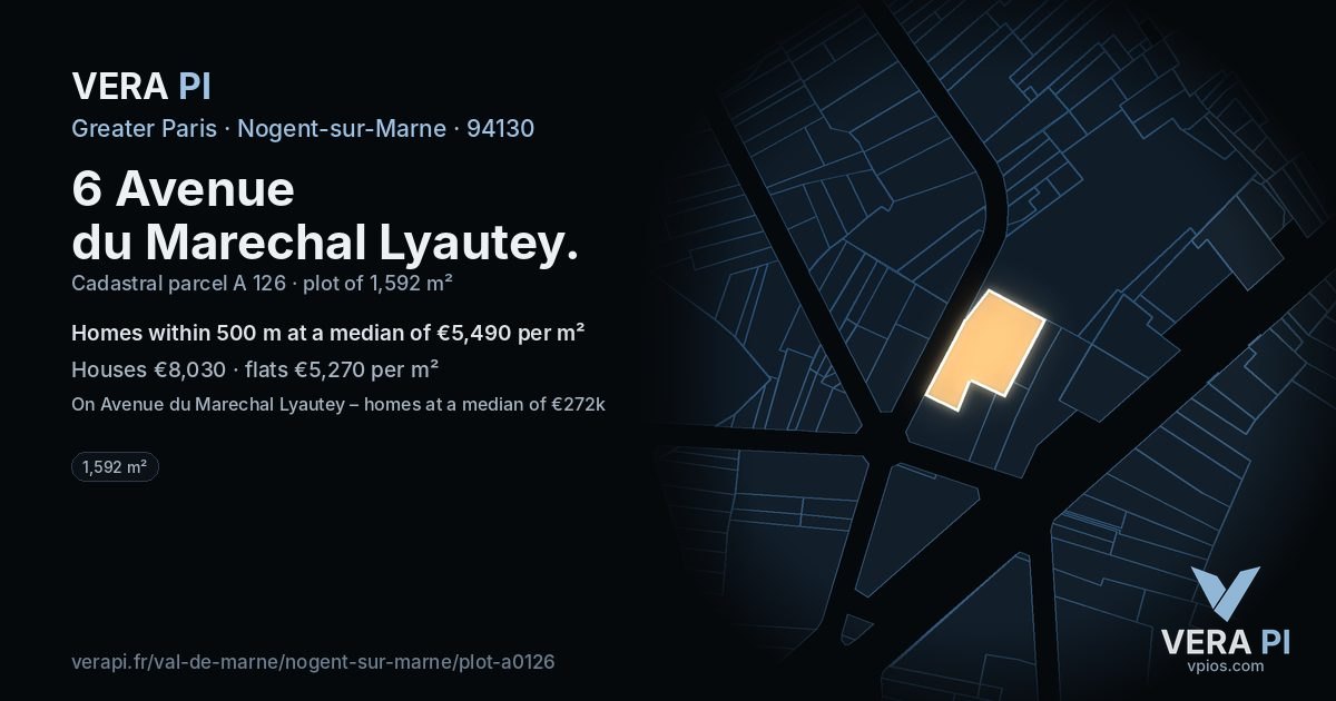 6 Avenue du Marechal Lyautey, Nogent-sur-Marne at night – the plot lit, the parcels around coloured by the prices near them