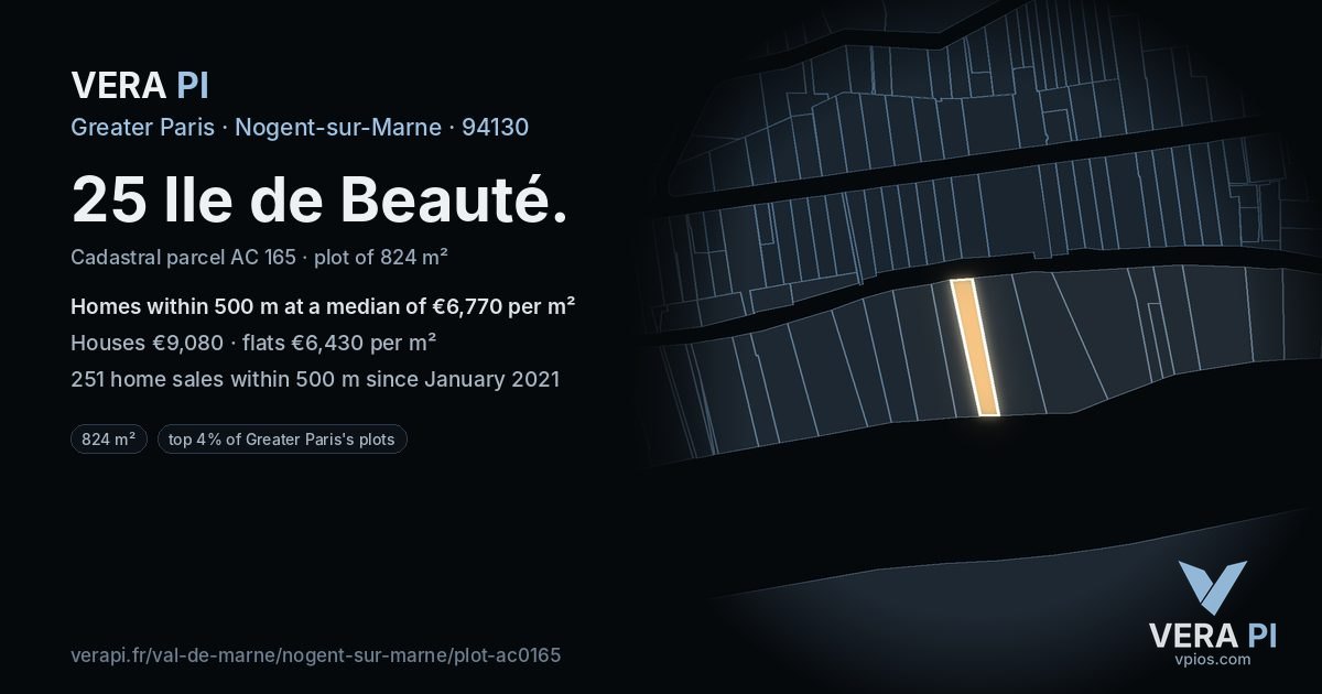 25 Ile de Beauté, Nogent-sur-Marne at night – the plot lit, the parcels around coloured by the prices near them