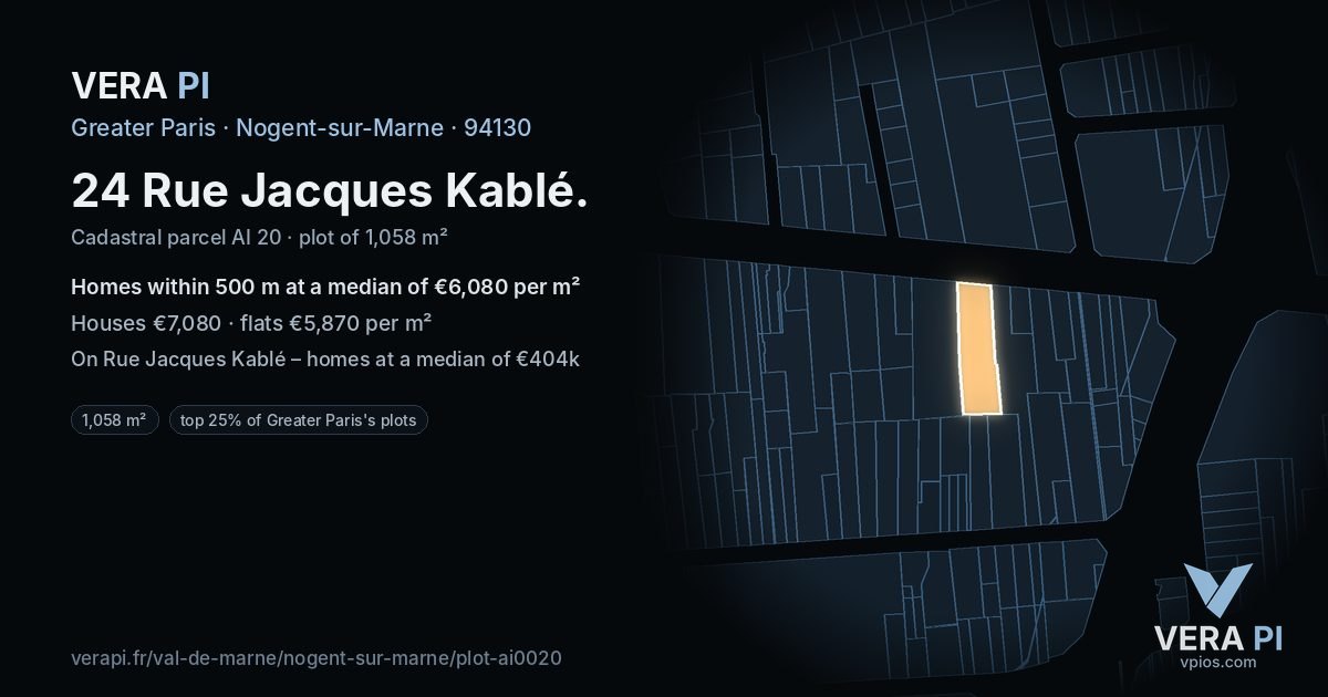 24 Rue Jacques Kablé, Nogent-sur-Marne at night – the plot lit, the parcels around coloured by the prices near them
