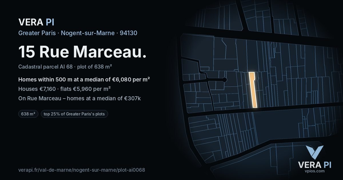 15 Rue Marceau, Nogent-sur-Marne at night – the plot lit, the parcels around coloured by the prices near them