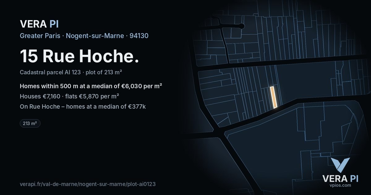 15 Rue Hoche, Nogent-sur-Marne at night – the plot lit, the parcels around coloured by the prices near them