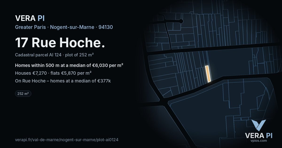 17 Rue Hoche, Nogent-sur-Marne at night – the plot lit, the parcels around coloured by the prices near them