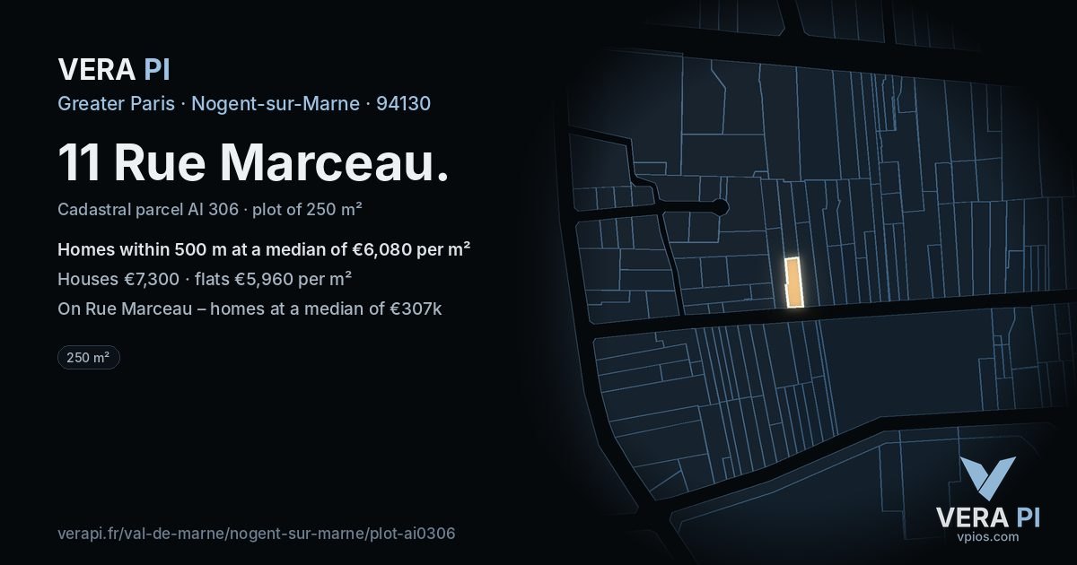 11 Rue Marceau, Nogent-sur-Marne at night – the plot lit, the parcels around coloured by the prices near them