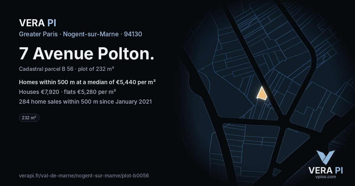 7 Avenue Polton, Nogent-sur-Marne at night – the plot lit, the parcels around coloured by the prices near them