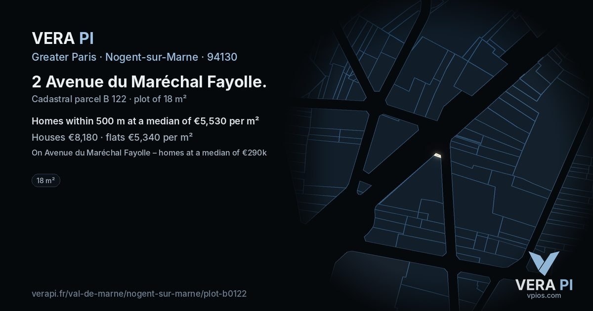 2 Avenue du Maréchal Fayolle, Nogent-sur-Marne at night – the plot lit, the parcels around coloured by the prices near them