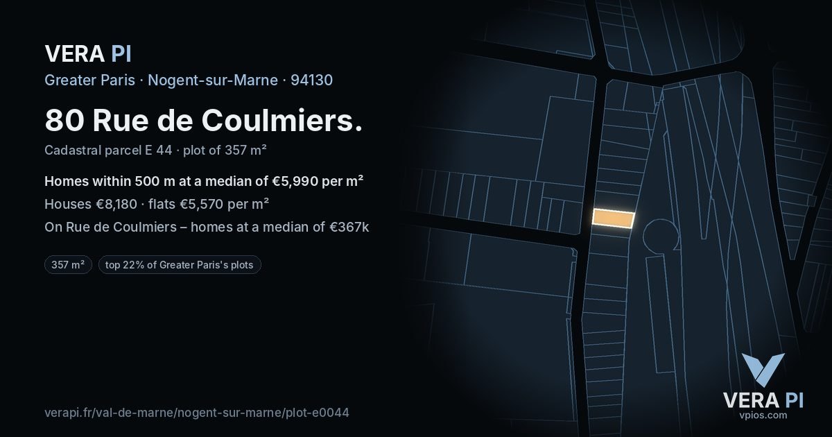 80 Rue de Coulmiers, Nogent-sur-Marne at night – the plot lit, the parcels around coloured by the prices near them