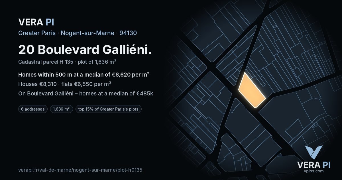 20 Boulevard Galliéni, Nogent-sur-Marne at night – the plot lit, the parcels around coloured by the prices near them