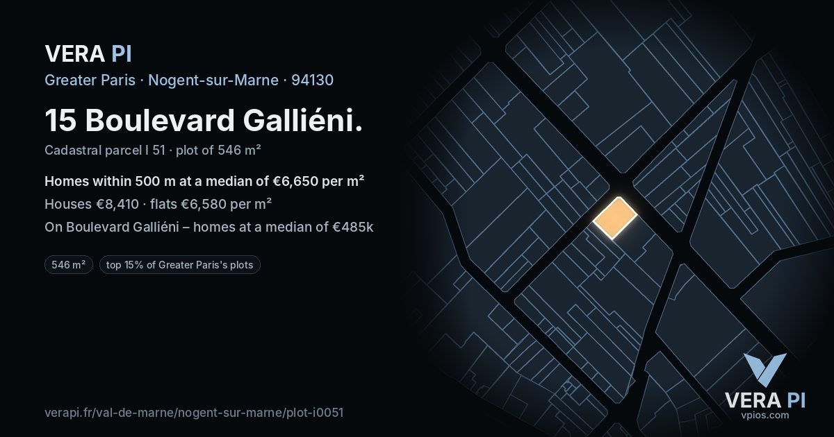 15 Boulevard Galliéni, Nogent-sur-Marne at night – the plot lit, the parcels around coloured by the prices near them