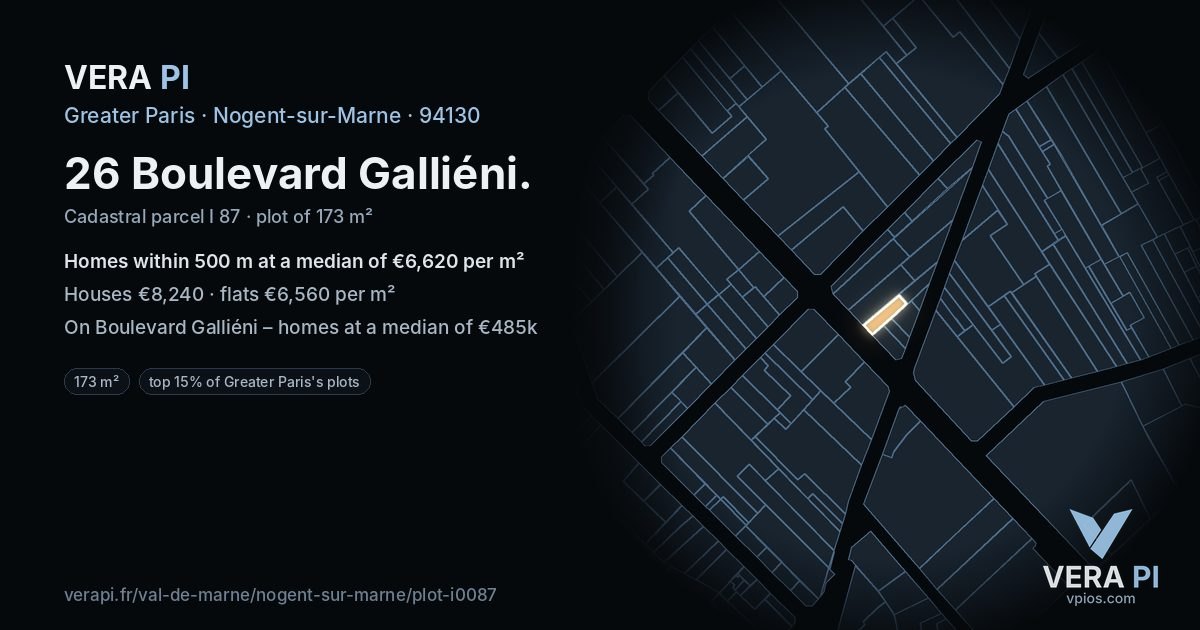26 Boulevard Galliéni, Nogent-sur-Marne at night – the plot lit, the parcels around coloured by the prices near them