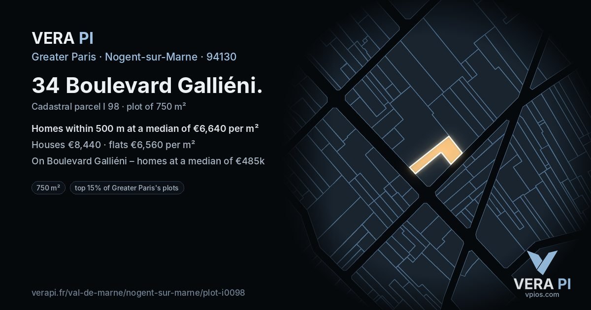 34 Boulevard Galliéni, Nogent-sur-Marne at night – the plot lit, the parcels around coloured by the prices near them