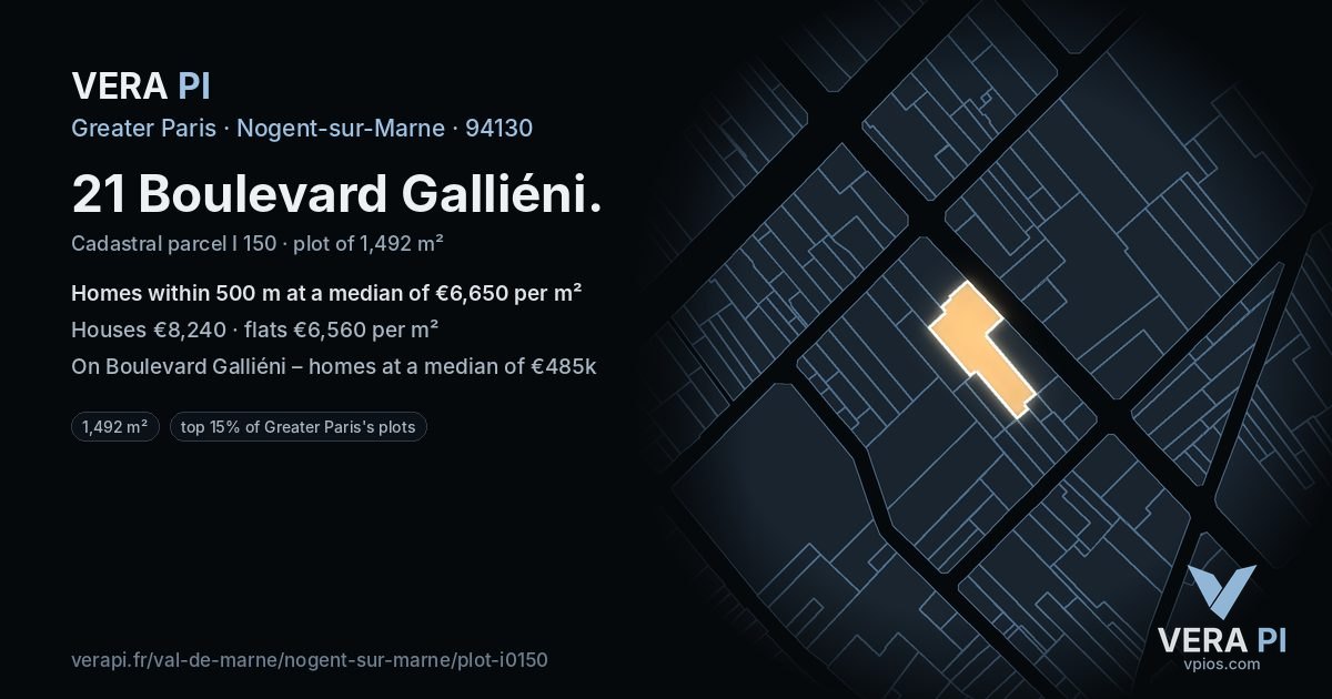 21 Boulevard Galliéni, Nogent-sur-Marne at night – the plot lit, the parcels around coloured by the prices near them