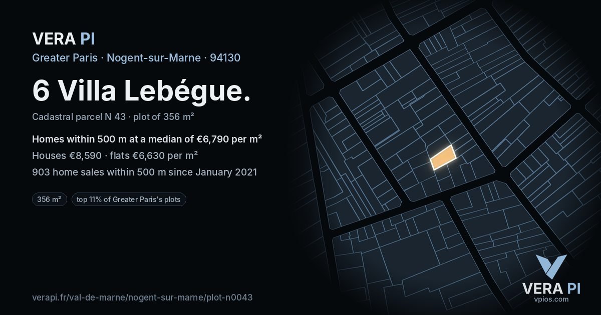 6 Villa Lebégue, Nogent-sur-Marne at night – the plot lit, the parcels around coloured by the prices near them