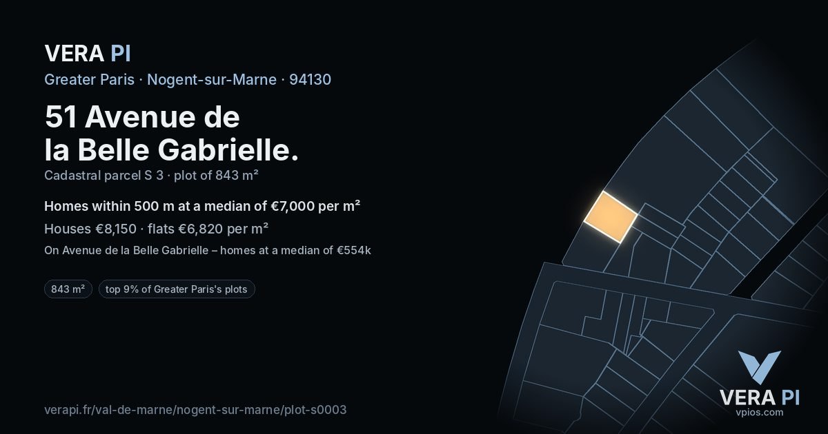 51 Avenue de la Belle Gabrielle, Nogent-sur-Marne at night – the plot lit, the parcels around coloured by the prices near them