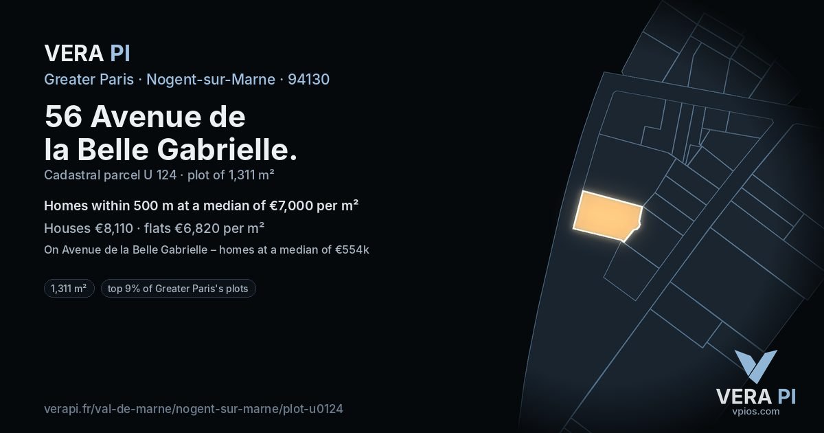 56 Avenue de la Belle Gabrielle, Nogent-sur-Marne at night – the plot lit, the parcels around coloured by the prices near them