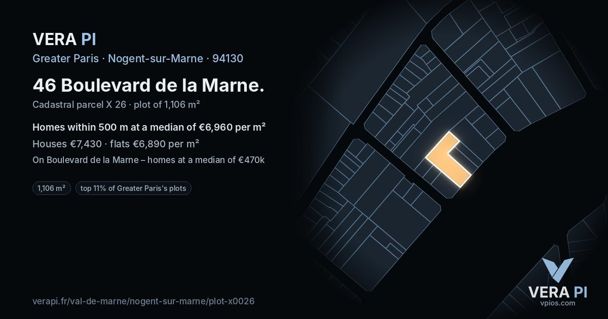 46 Boulevard de la Marne, Nogent-sur-Marne at night – the plot lit, the parcels around coloured by the prices near them