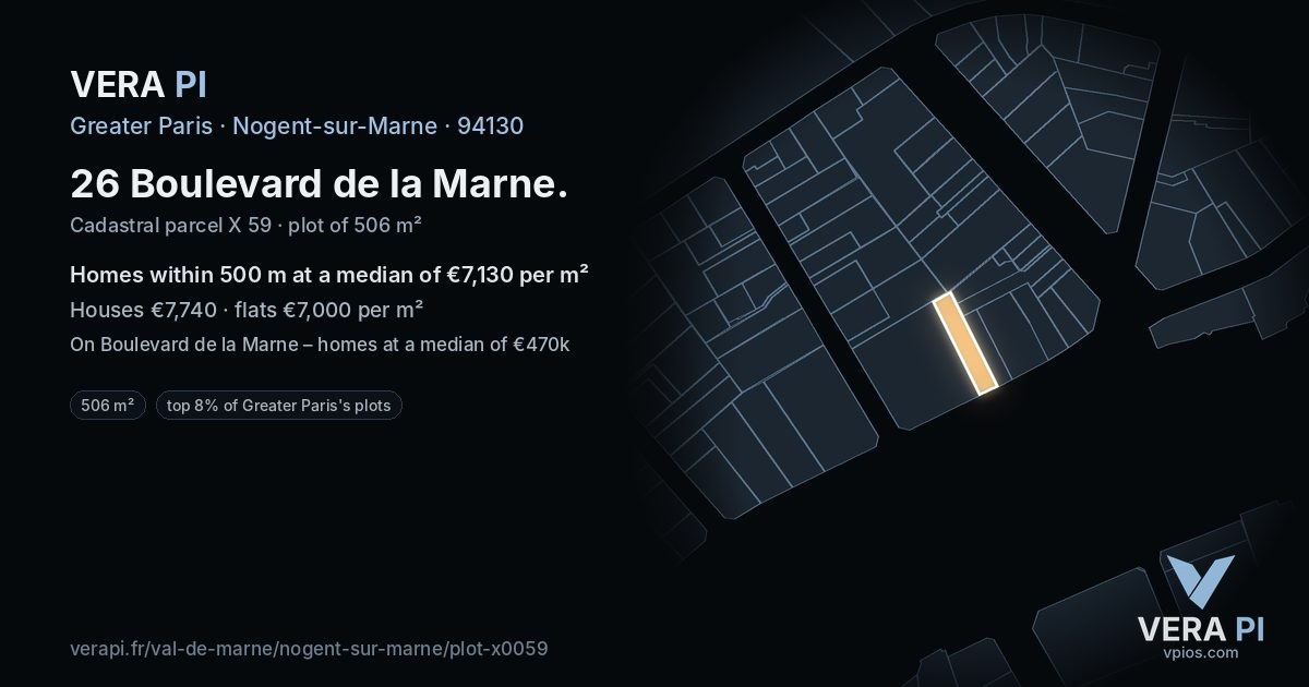 26 Boulevard de la Marne, Nogent-sur-Marne at night – the plot lit, the parcels around coloured by the prices near them