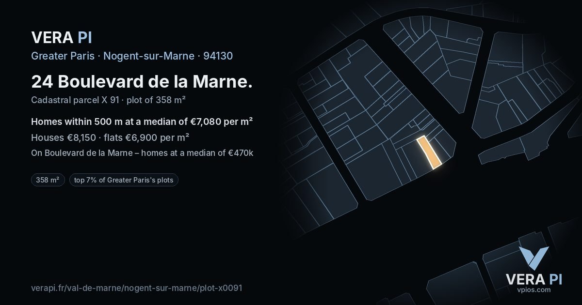24 Boulevard de la Marne, Nogent-sur-Marne at night – the plot lit, the parcels around coloured by the prices near them