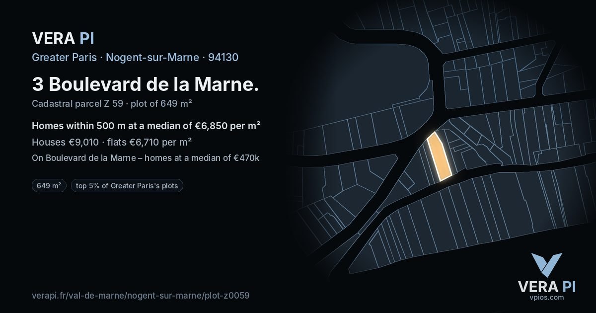 3 Boulevard de la Marne, Nogent-sur-Marne at night – the plot lit, the parcels around coloured by the prices near them