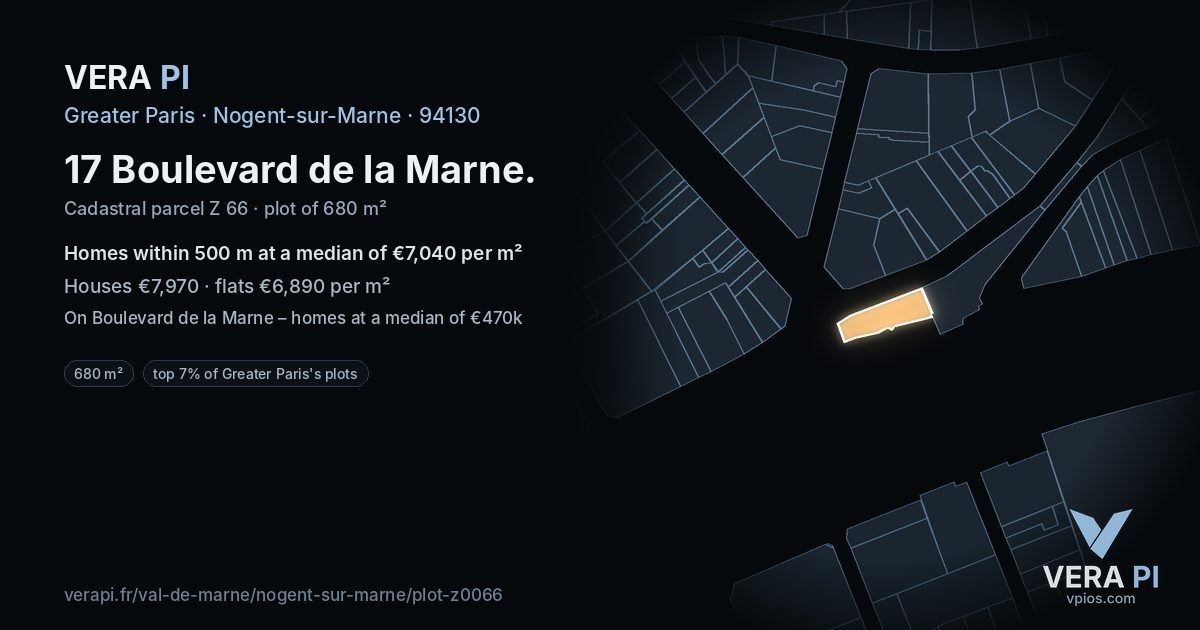17 Boulevard de la Marne, Nogent-sur-Marne at night – the plot lit, the parcels around coloured by the prices near them