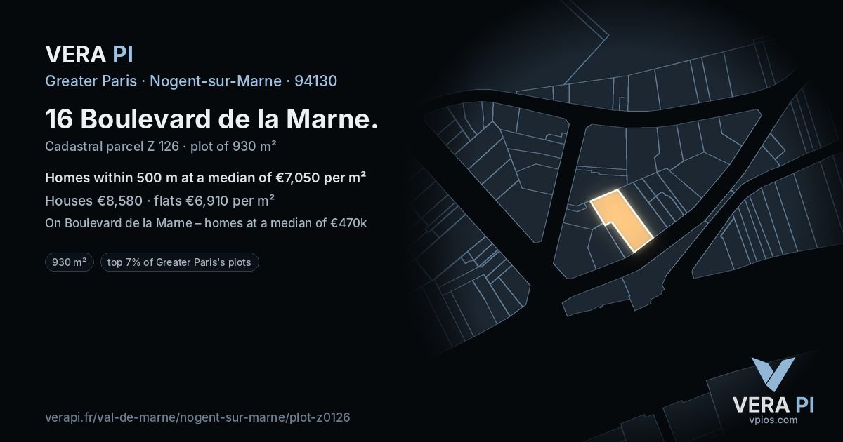 16 Boulevard de la Marne, Nogent-sur-Marne at night – the plot lit, the parcels around coloured by the prices near them