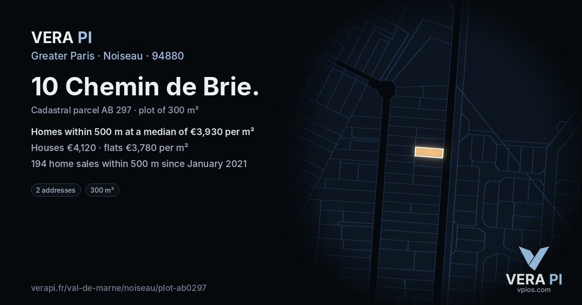 10 Chemin de Brie, Noiseau at night – the plot lit, the parcels around coloured by the prices near them