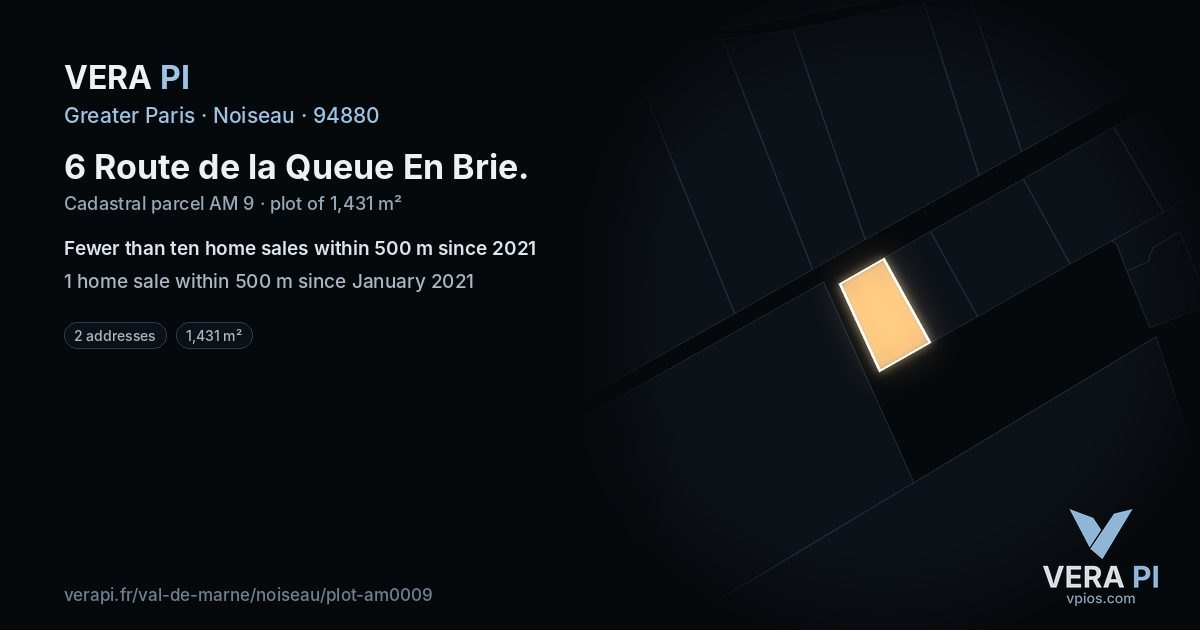 6 Route de la Queue En Brie, Noiseau at night – the plot lit, the parcels around coloured by the prices near them