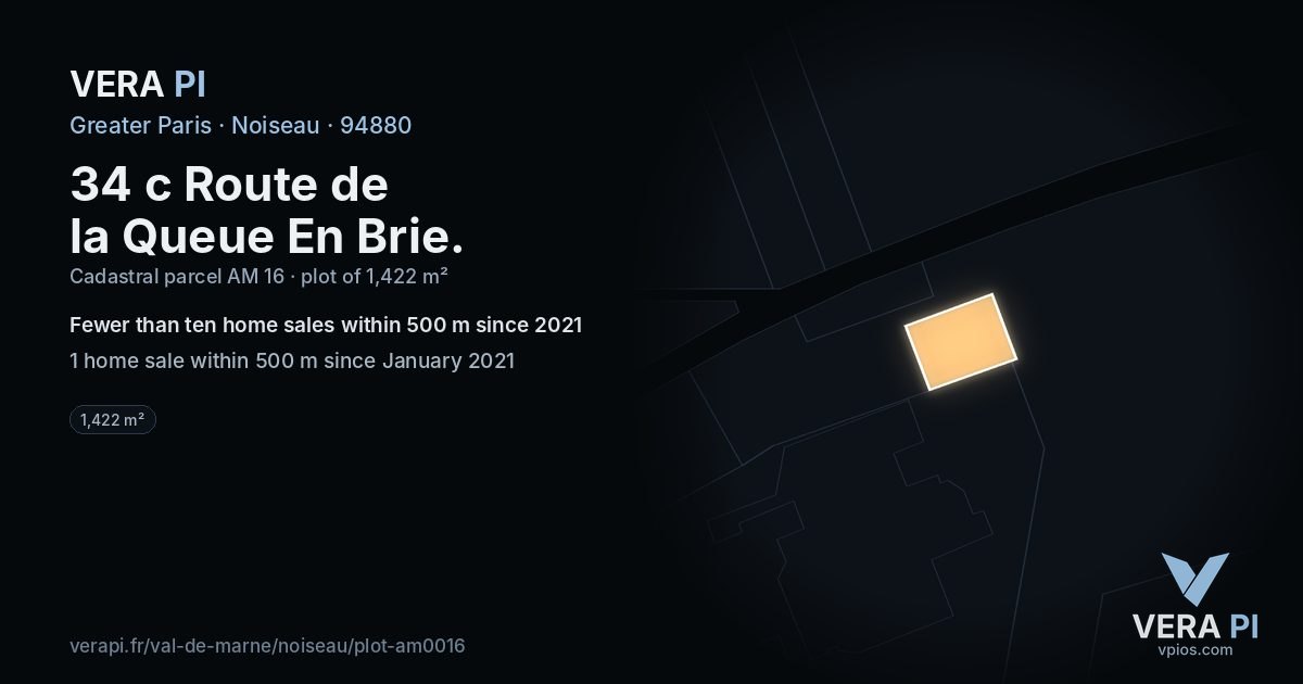 34 c Route de la Queue En Brie, Noiseau at night – the plot lit, the parcels around coloured by the prices near them
