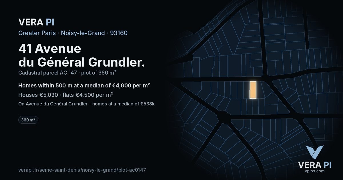 41 Avenue du Général Grundler, Noisy-le-Grand at night – the plot lit, the parcels around coloured by the prices near them