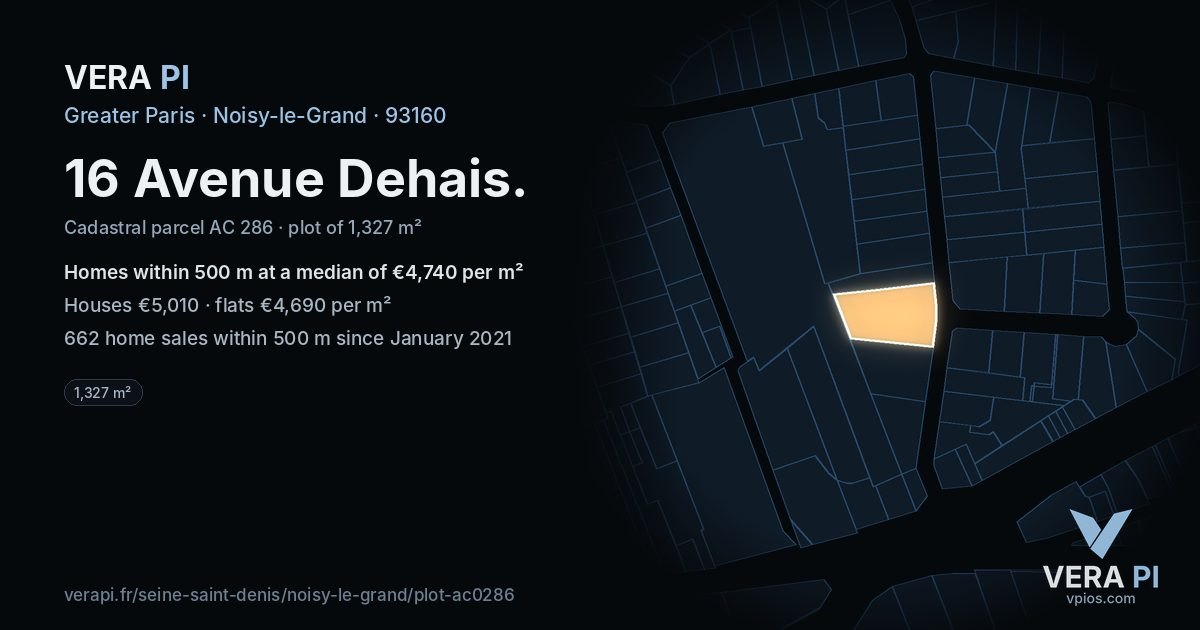 16 Avenue Dehais, Noisy-le-Grand at night – the plot lit, the parcels around coloured by the prices near them