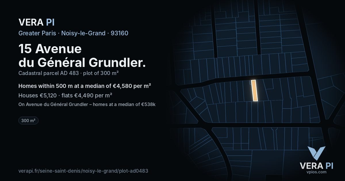 15 Avenue du Général Grundler, Noisy-le-Grand at night – the plot lit, the parcels around coloured by the prices near them
