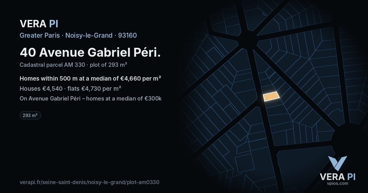 40 Avenue Gabriel Péri, Noisy-le-Grand at night – the plot lit, the parcels around coloured by the prices near them