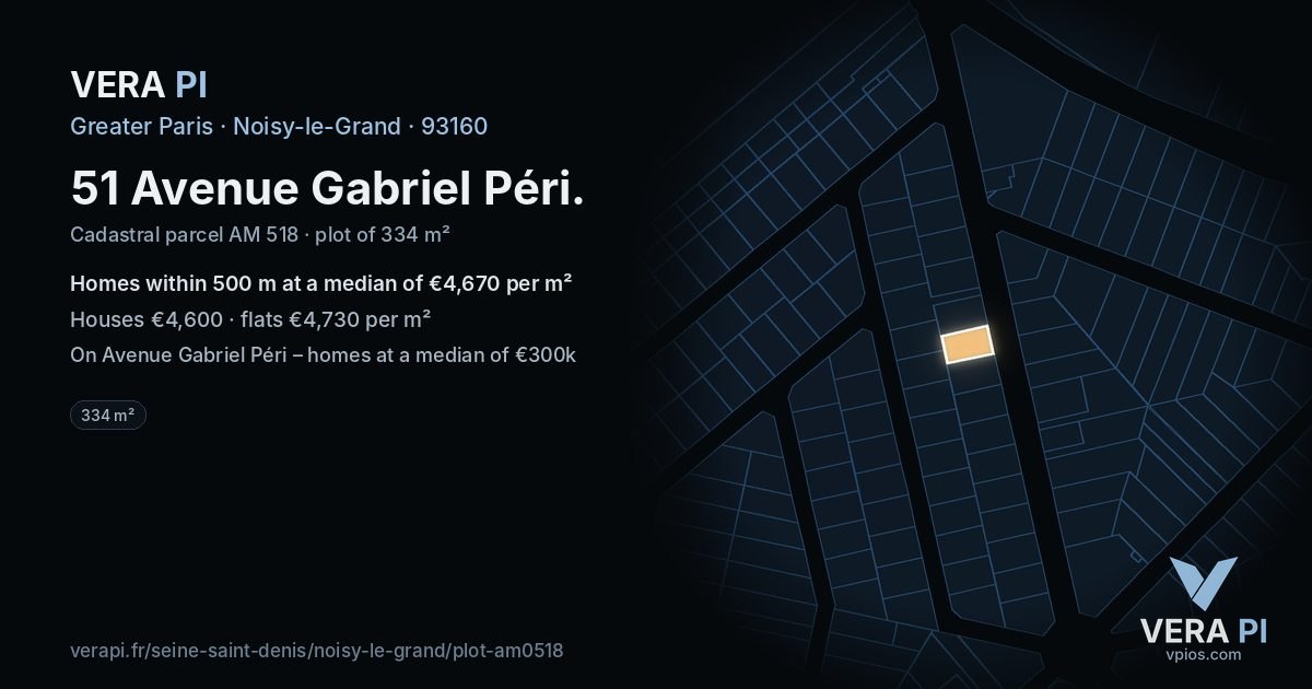 51 Avenue Gabriel Péri, Noisy-le-Grand at night – the plot lit, the parcels around coloured by the prices near them