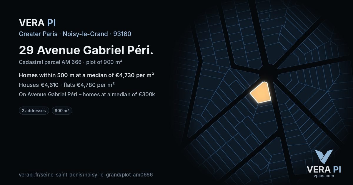 29 Avenue Gabriel Péri, Noisy-le-Grand at night – the plot lit, the parcels around coloured by the prices near them