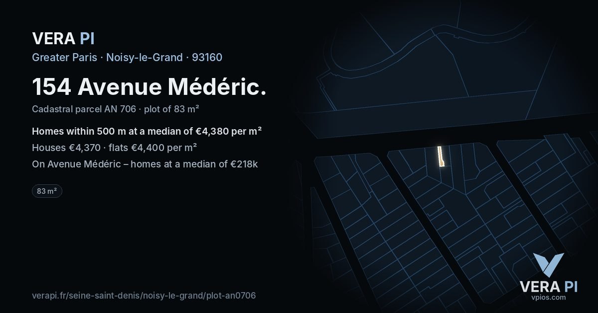 154 Avenue Médéric, Noisy-le-Grand at night – the plot lit, the parcels around coloured by the prices near them