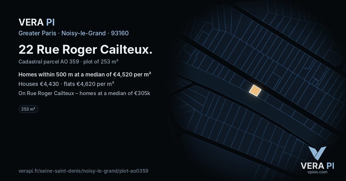 22 Rue Roger Cailteux, Noisy-le-Grand at night – the plot lit, the parcels around coloured by the prices near them
