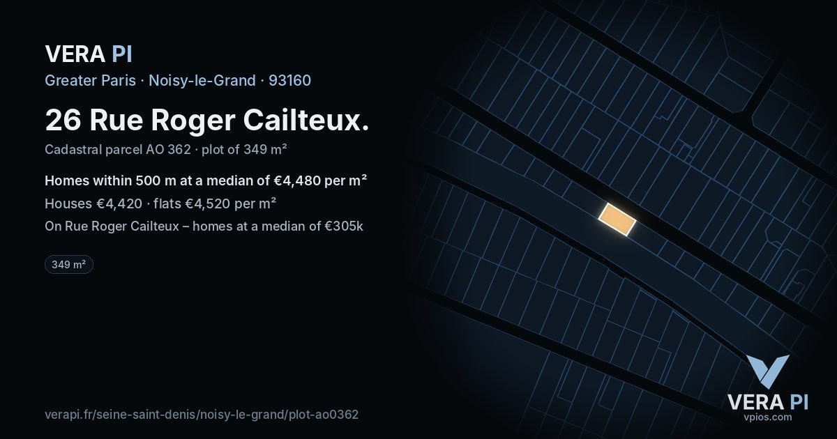 26 Rue Roger Cailteux, Noisy-le-Grand at night – the plot lit, the parcels around coloured by the prices near them