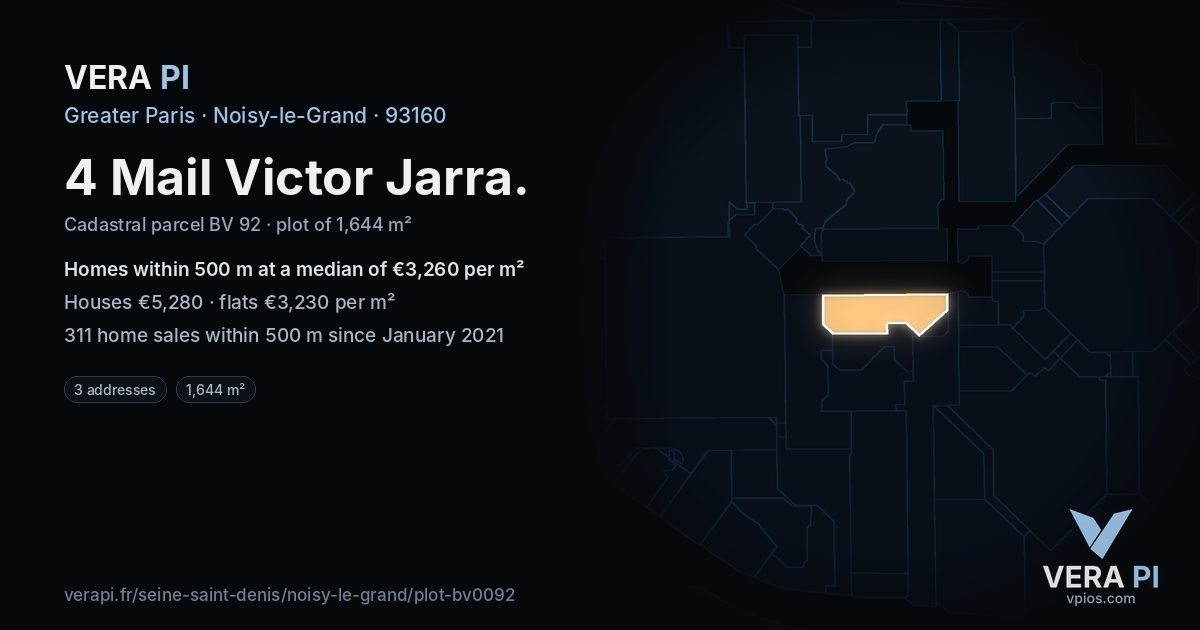 4 Mail Victor Jarra, Noisy-le-Grand at night – the plot lit, the parcels around coloured by the prices near them