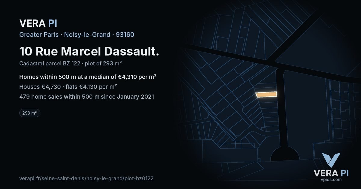 10 Rue Marcel Dassault, Noisy-le-Grand at night – the plot lit, the parcels around coloured by the prices near them