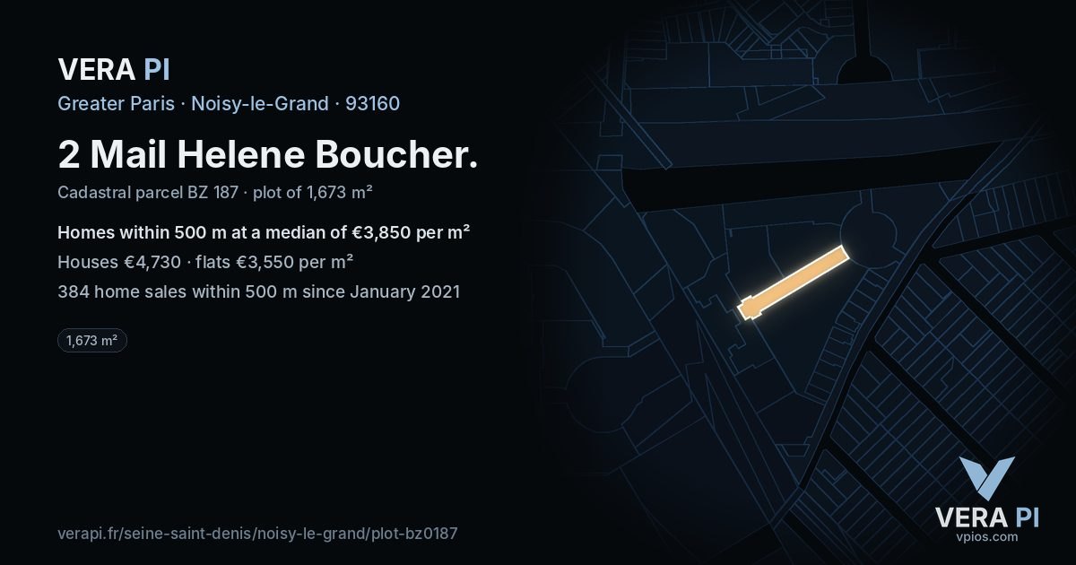 2 Mail Helene Boucher, Noisy-le-Grand at night – the plot lit, the parcels around coloured by the prices near them