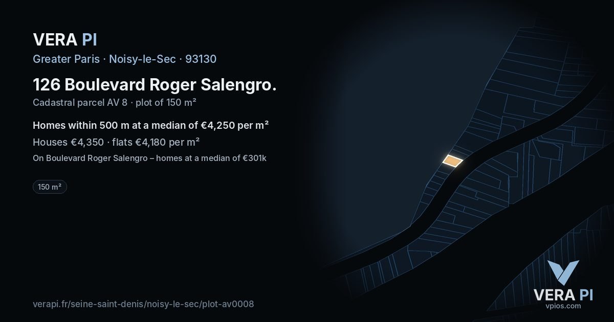 126 Boulevard Roger Salengro, Noisy-le-Sec at night – the plot lit, the parcels around coloured by the prices near them