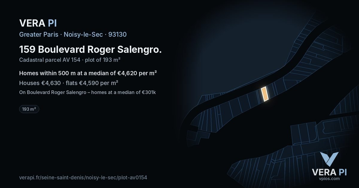 159 Boulevard Roger Salengro, Noisy-le-Sec at night – the plot lit, the parcels around coloured by the prices near them